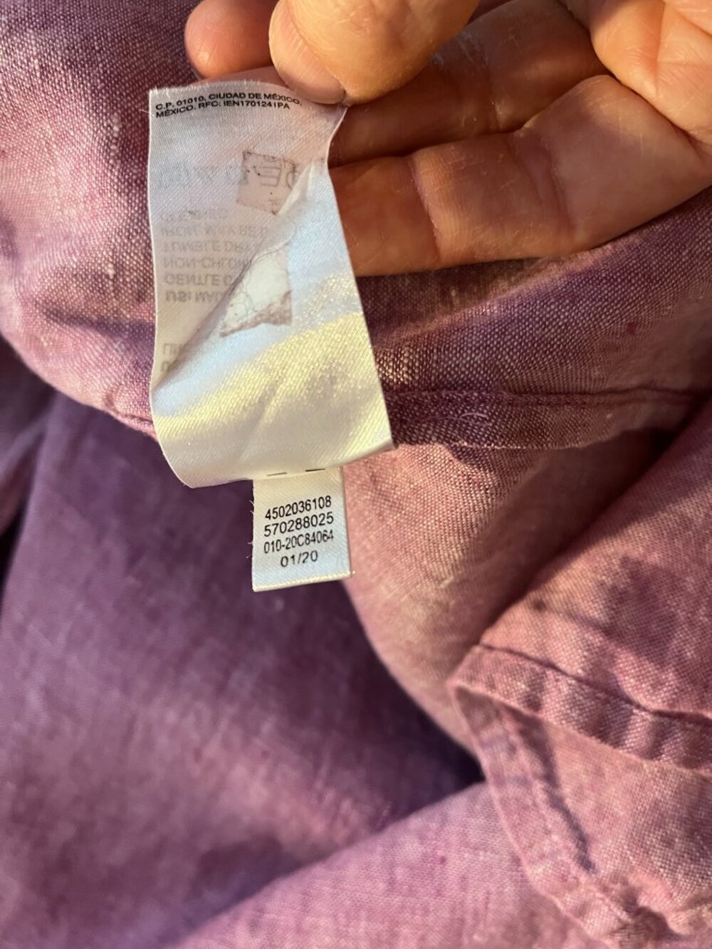 Chico's Size 4 (20-22) Linen Tunic Top Pinkish-Purple - Picture 9 of 10